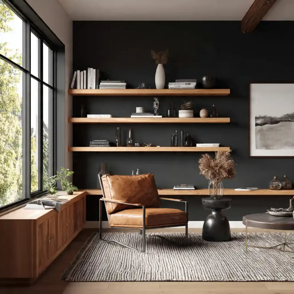 1-black accent wall living room ideas