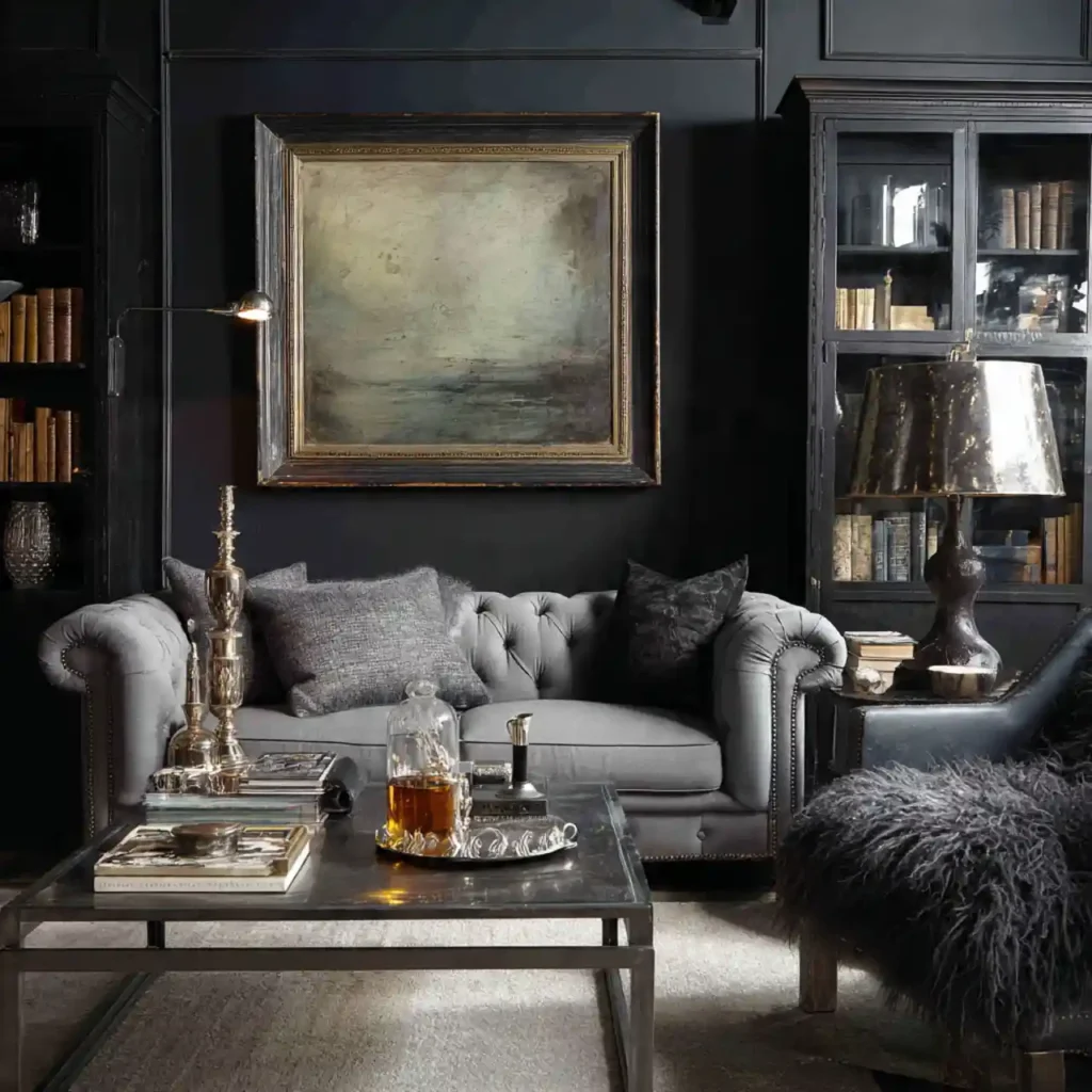 11-Black Living Room Idea