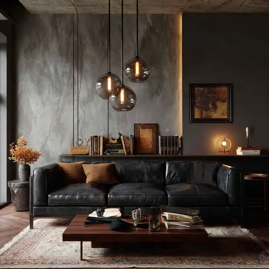 11-Black Sofa Living Room Idea