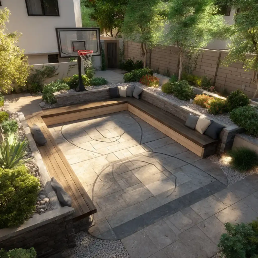 12-Backyard Basketball Court Idea