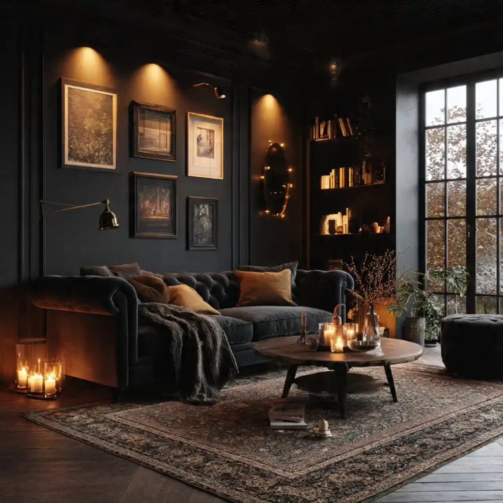 12-Black Living Room Idea