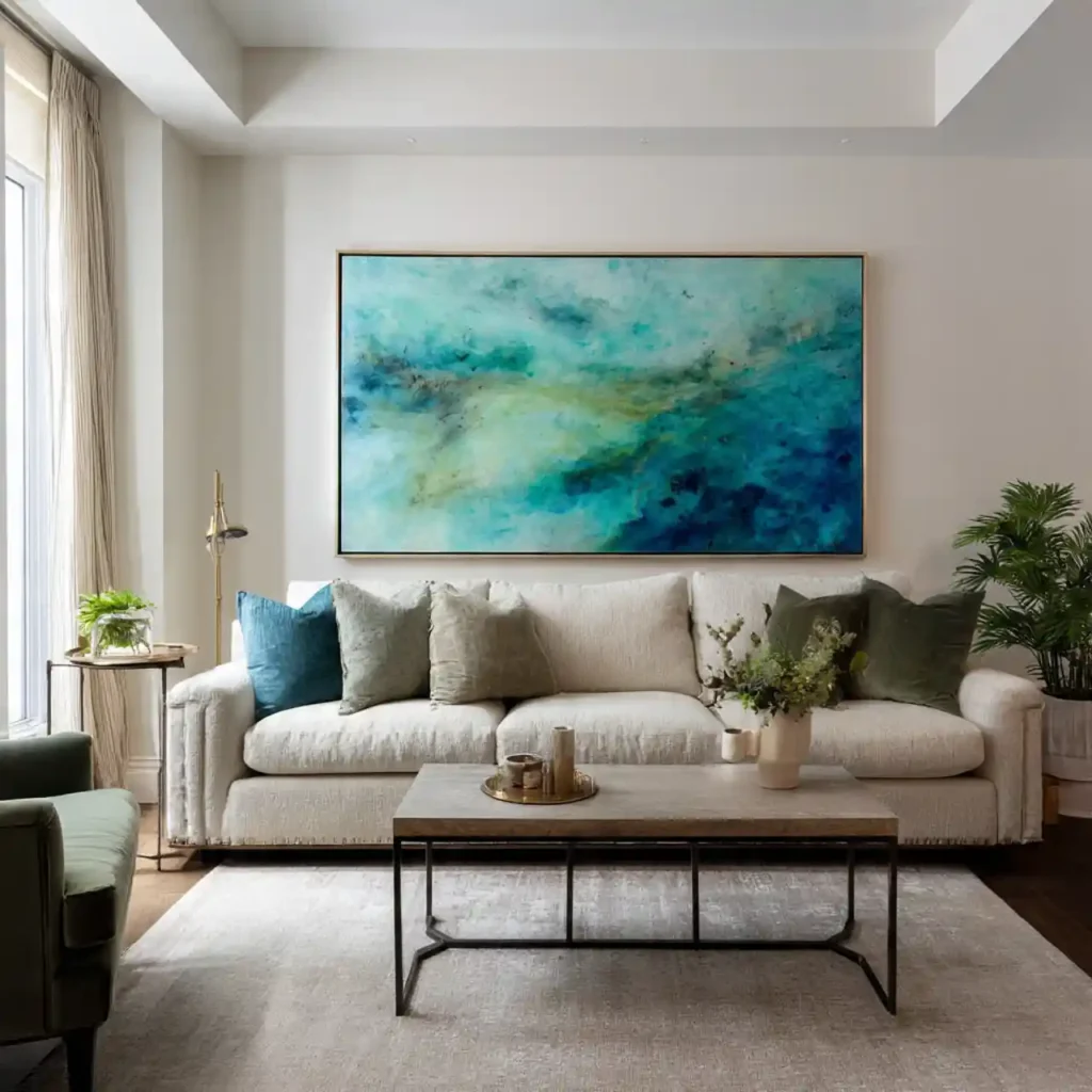 12-Blue and Green Living Room Idea