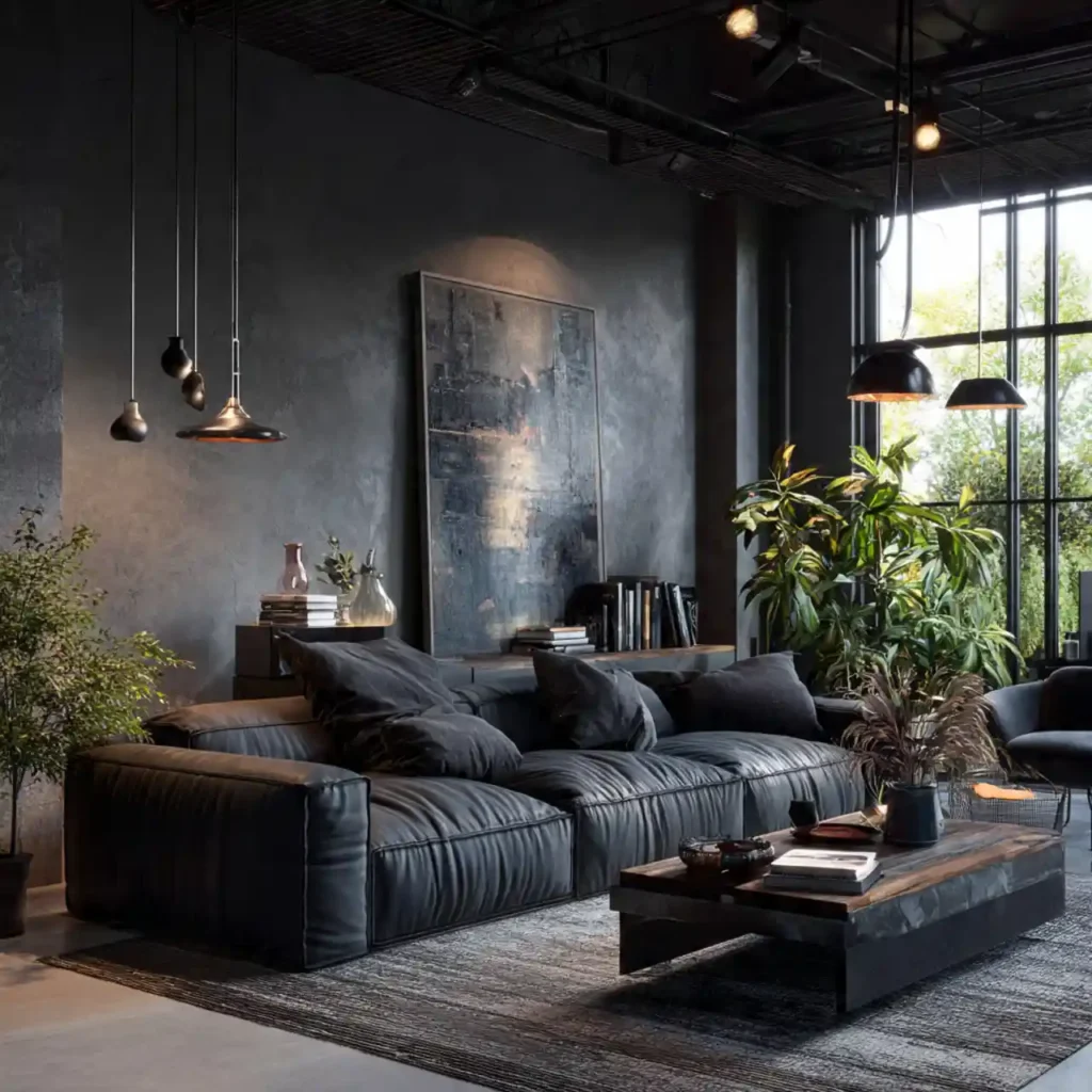 13-Black Sofa Living Room Idea
