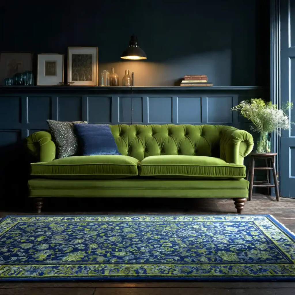 13-Blue and Green Living Room Idea