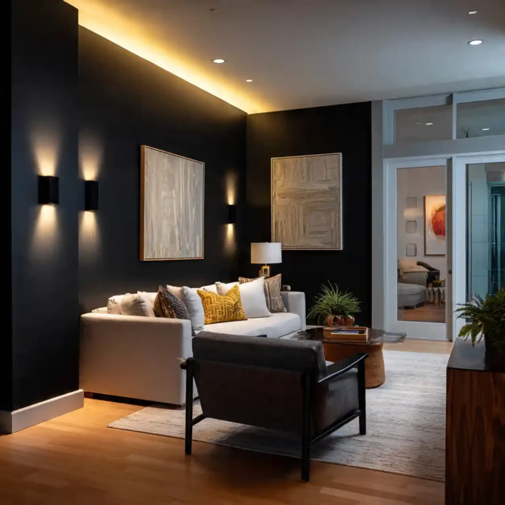 13-black accent wall living room ideas