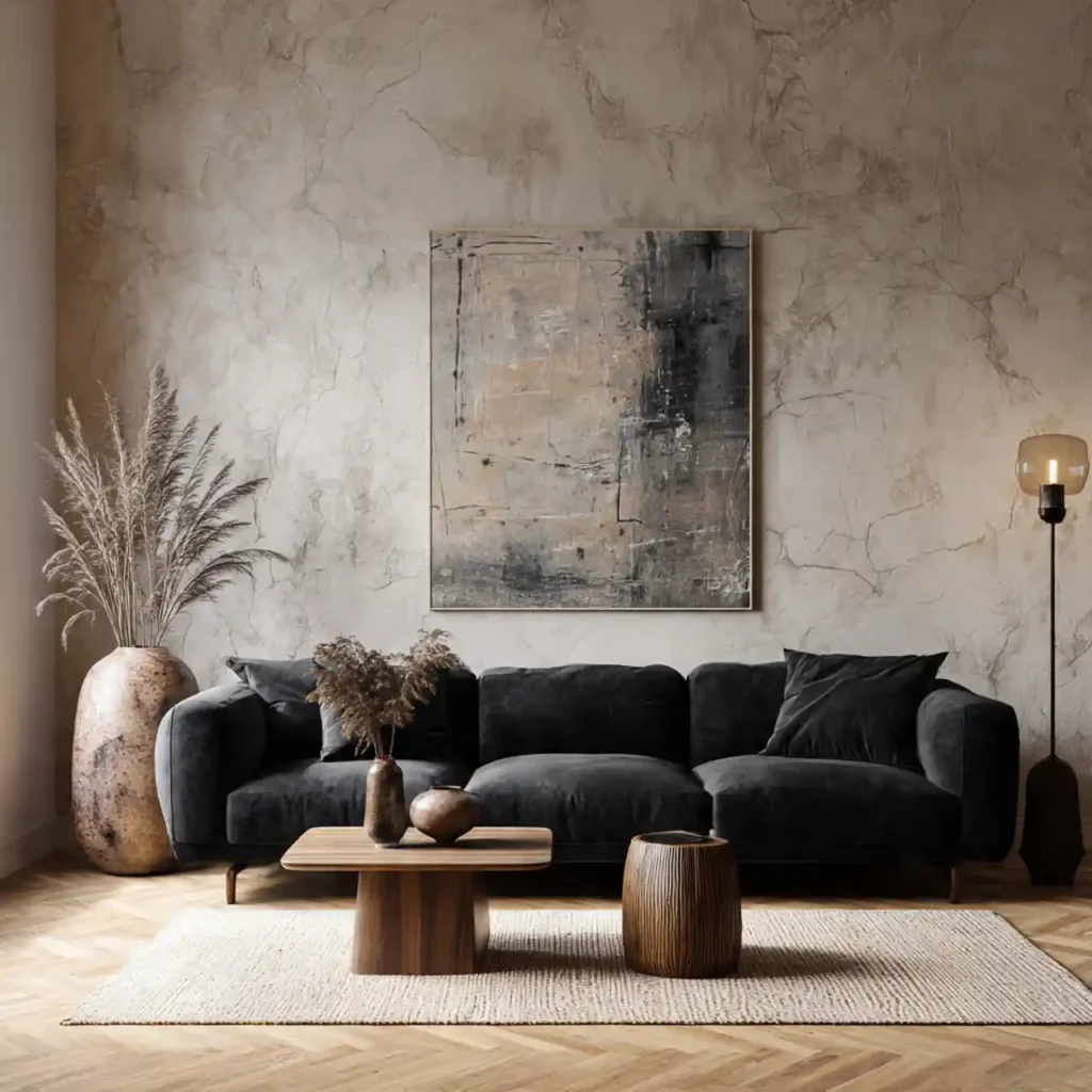14-Black Sofa Living Room Idea