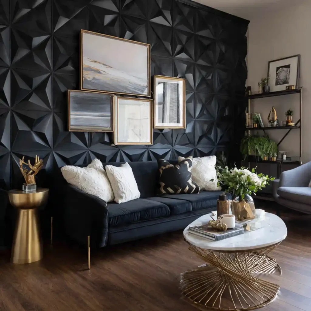 16-black accent wall living room idea