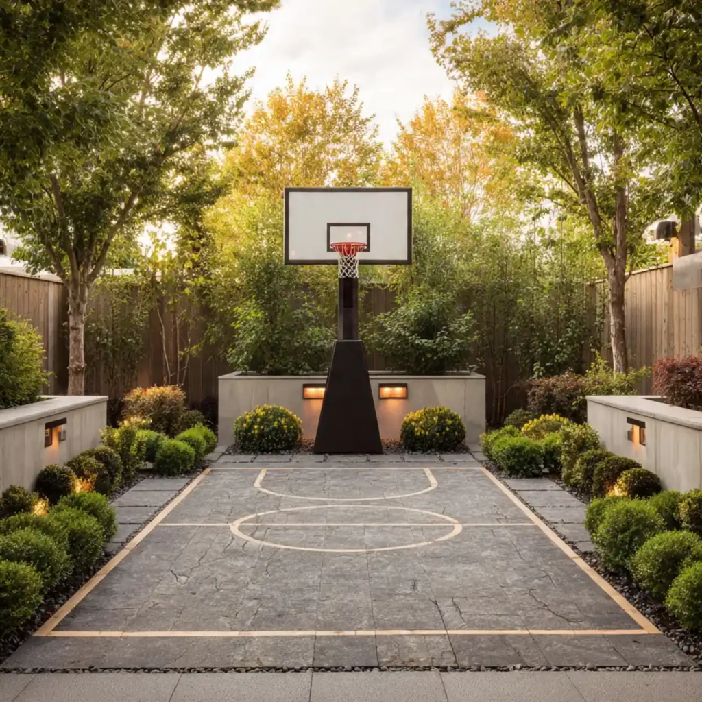 17-Backyard Basketball Court Idea