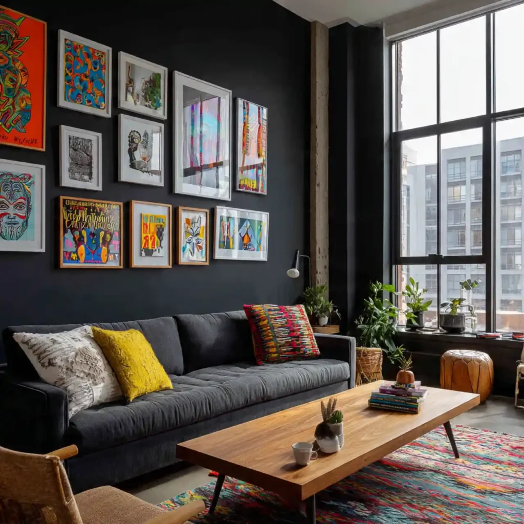 18-Black Living Room Idea