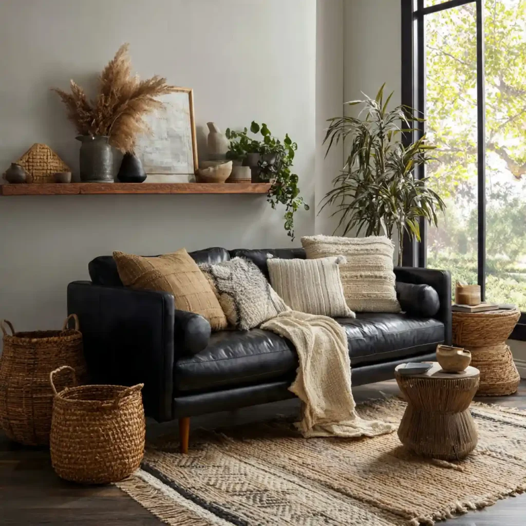 18-Black Sofa Living Room Idea
