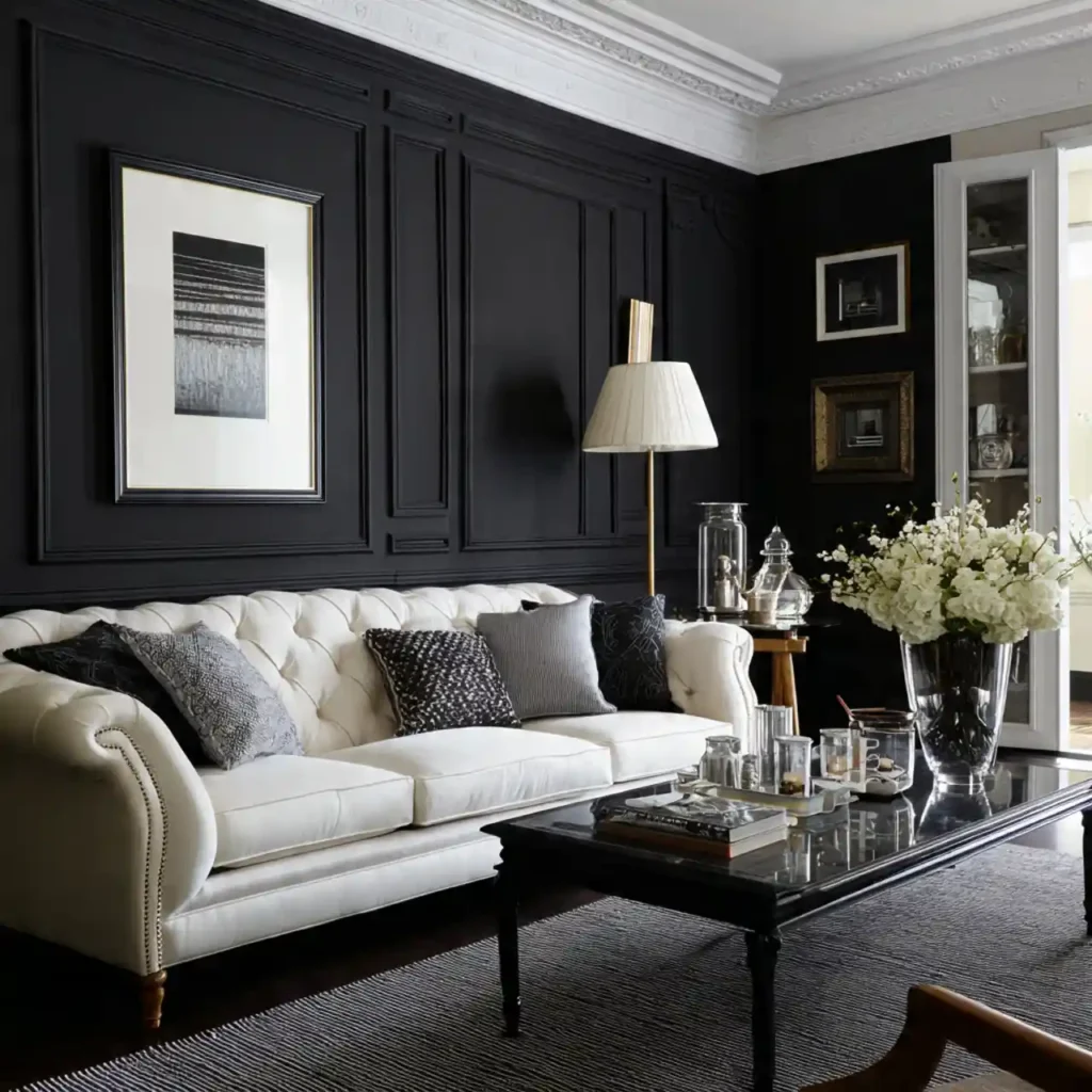 19-Black Living Room Idea