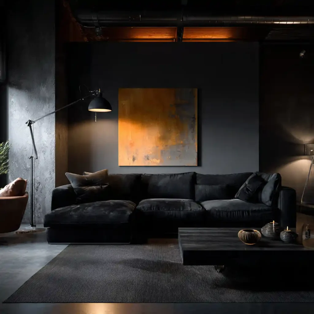 19-Black Sofa Living Room Idea