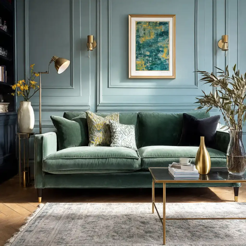 19-Blue and Green Living Room Idea