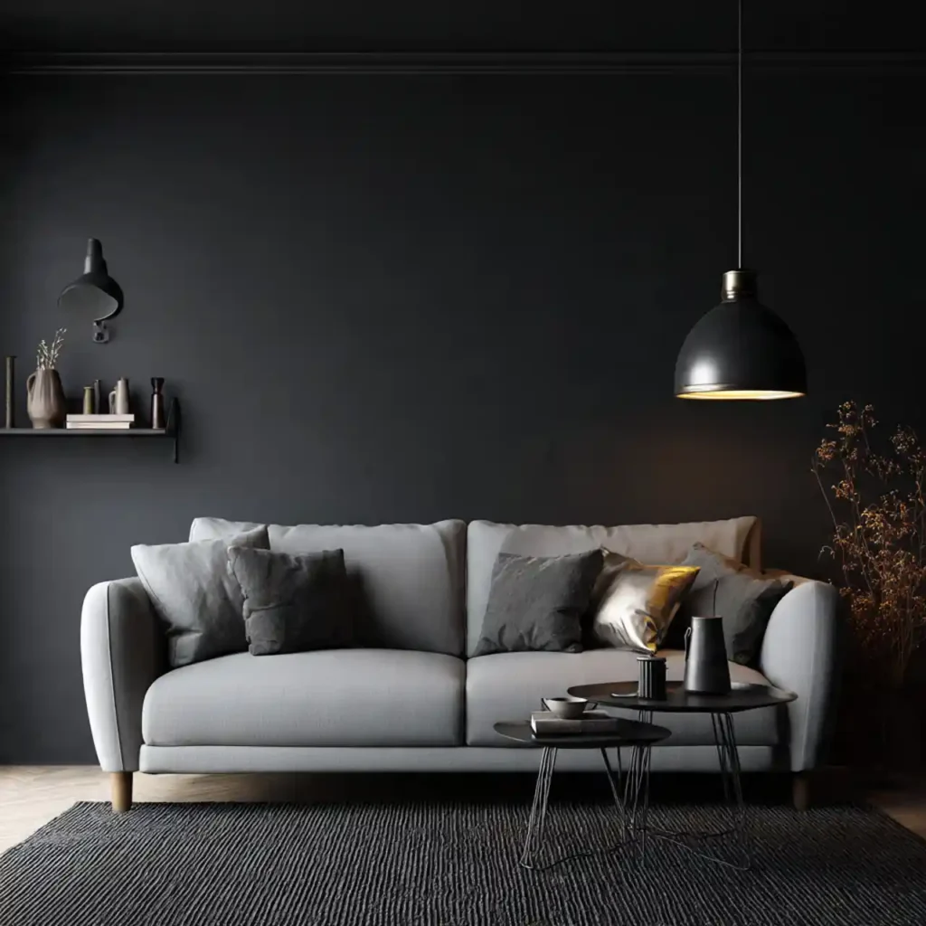 2-black accent wall living room idea