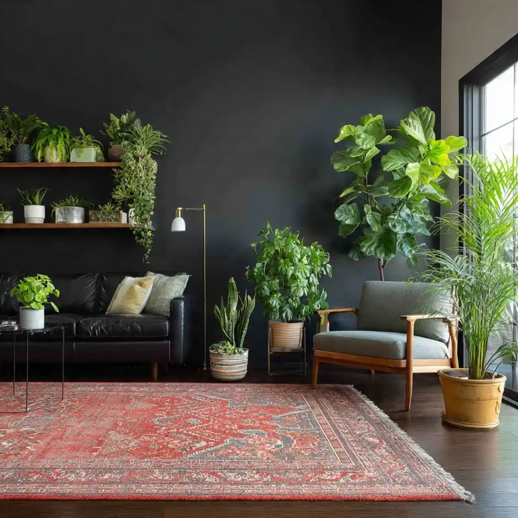 20-black accent wall living room idea