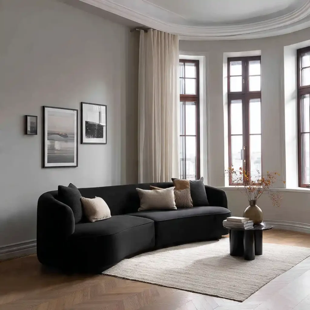 21-Black Sofa Living Room Idea