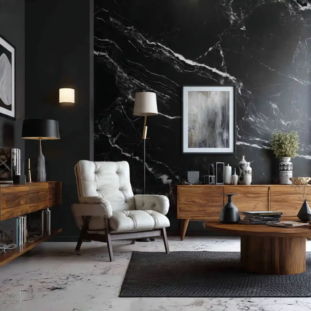 21-black accent wall living room ideas