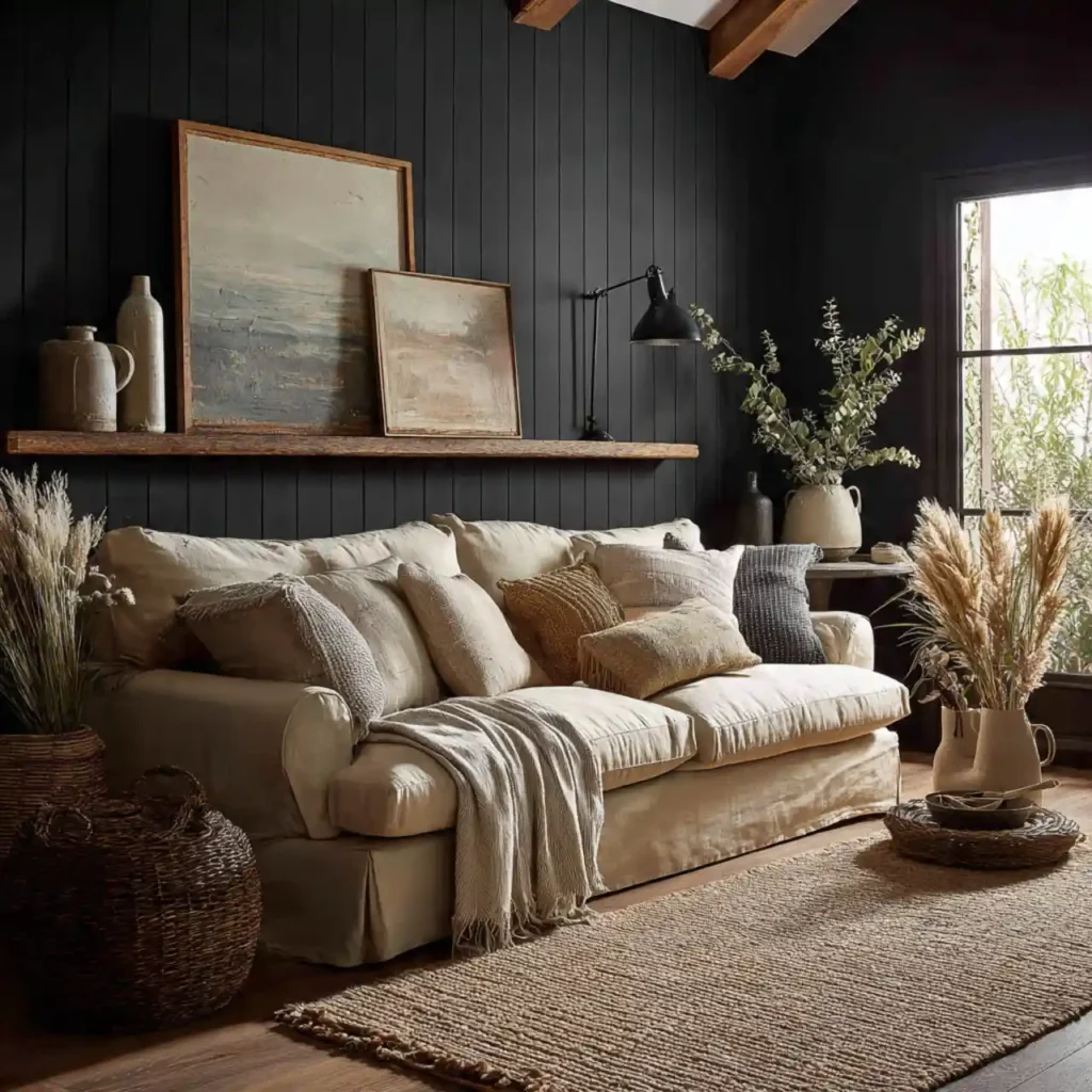 22-Black Living Room Idea