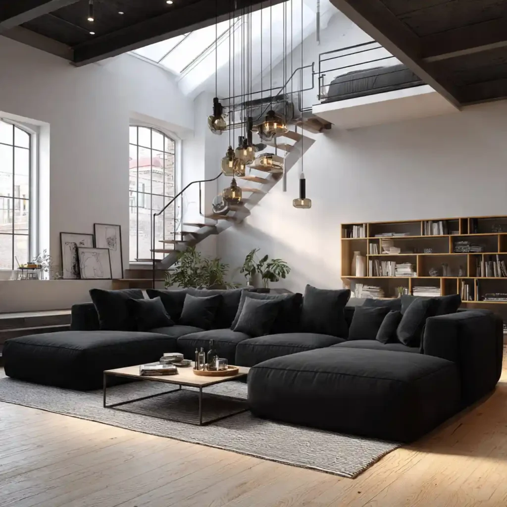 22-Black Sofa Living Room Idea