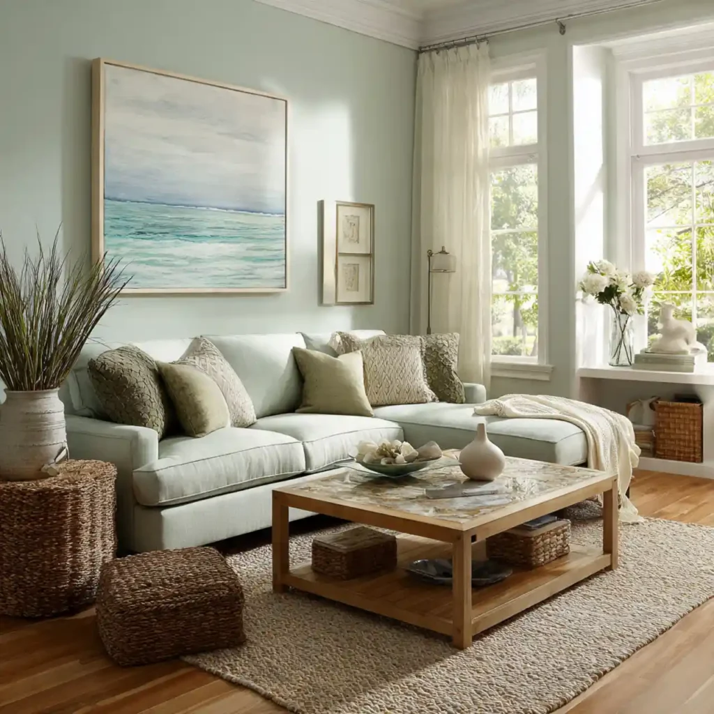 22-Blue and Green Living Room Idea