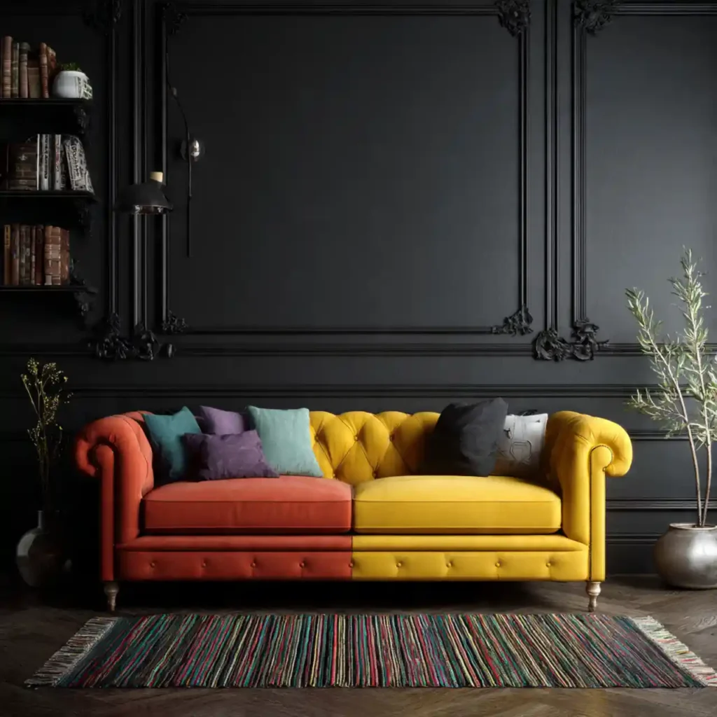 22-black accent wall living room idea