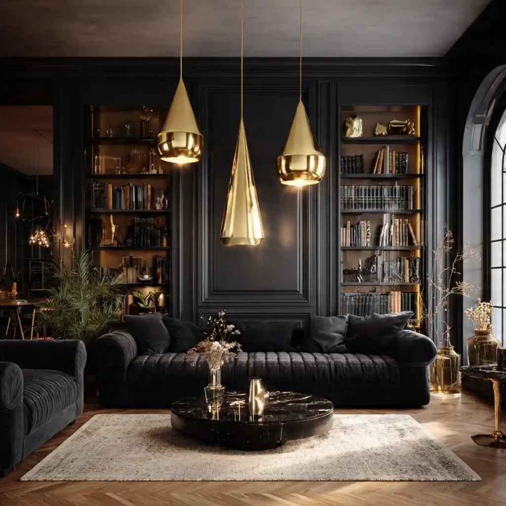 23-Black Sofa Living Room Idea