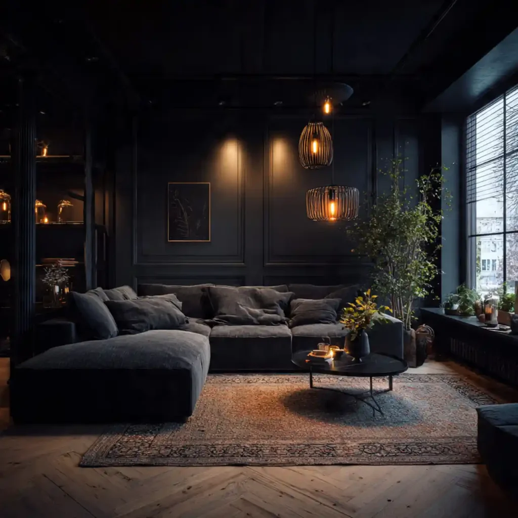 24-Black Living Room Idea