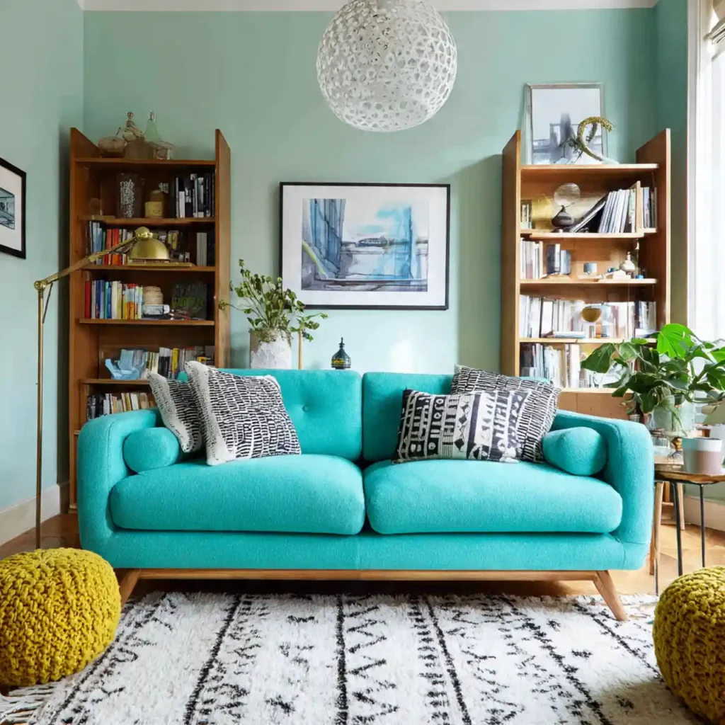 25-Blue and Green Living Room Idea