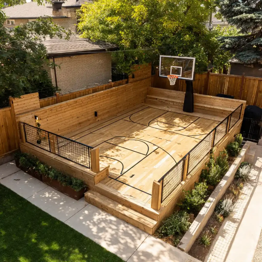28-Backyard Basketball Court Idea