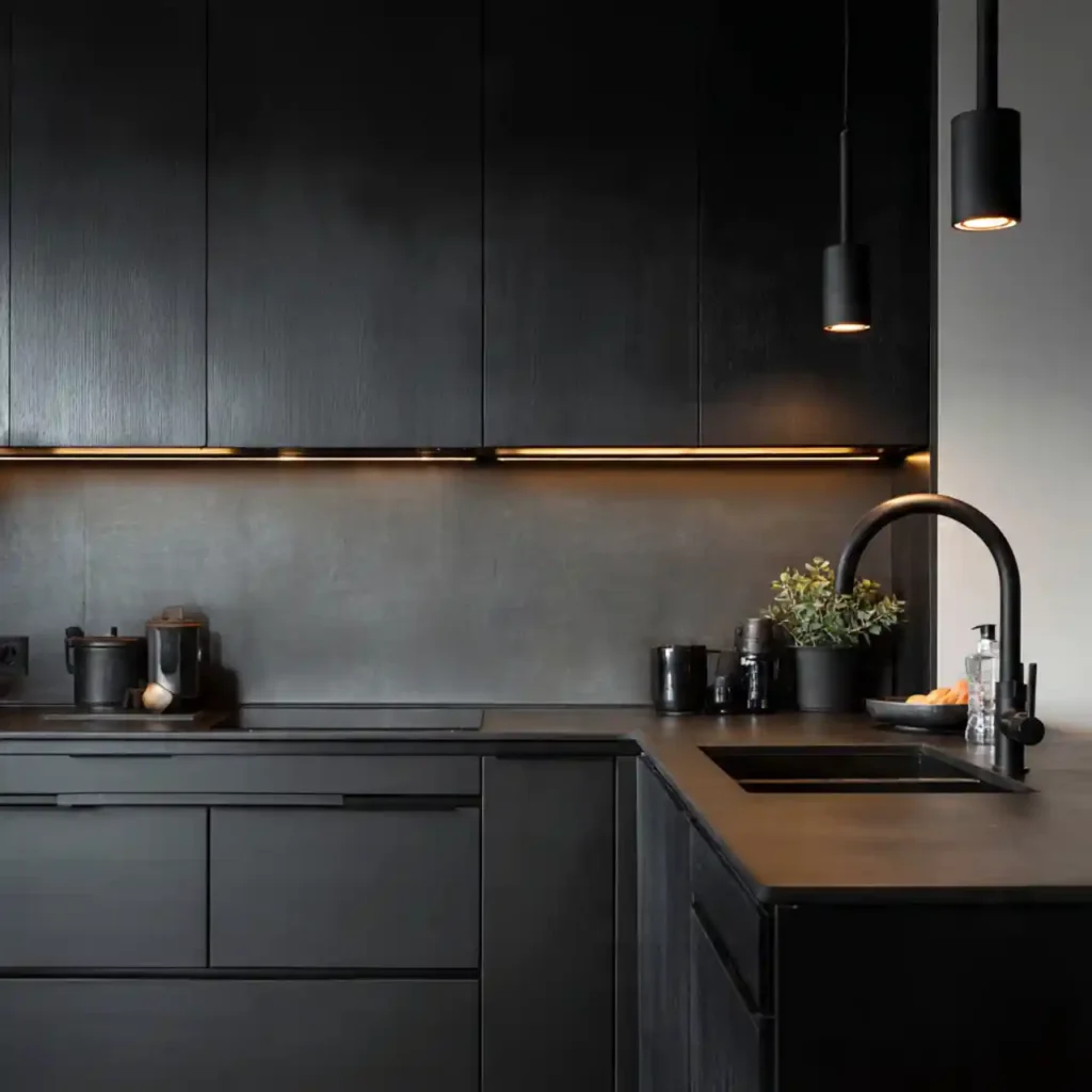 28-Dark Kitchen Cabinet Idea