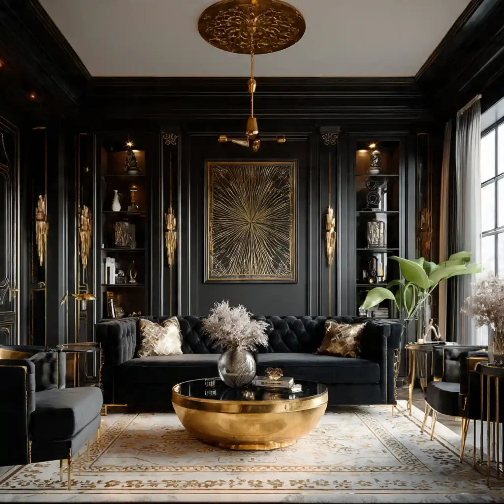 29-Black Sofa Living Room Idea