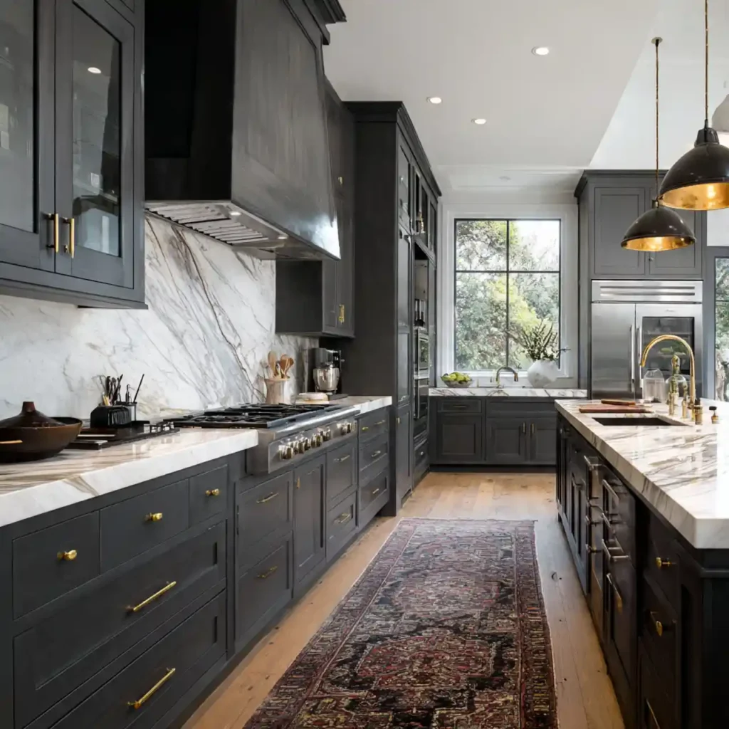 29-Dark Kitchen Cabinet Idea