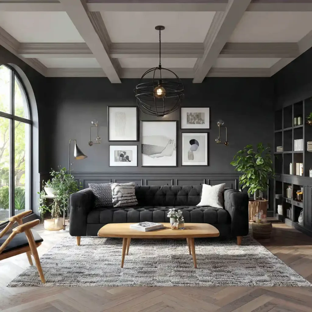 30-Black Sofa Living Room Idea