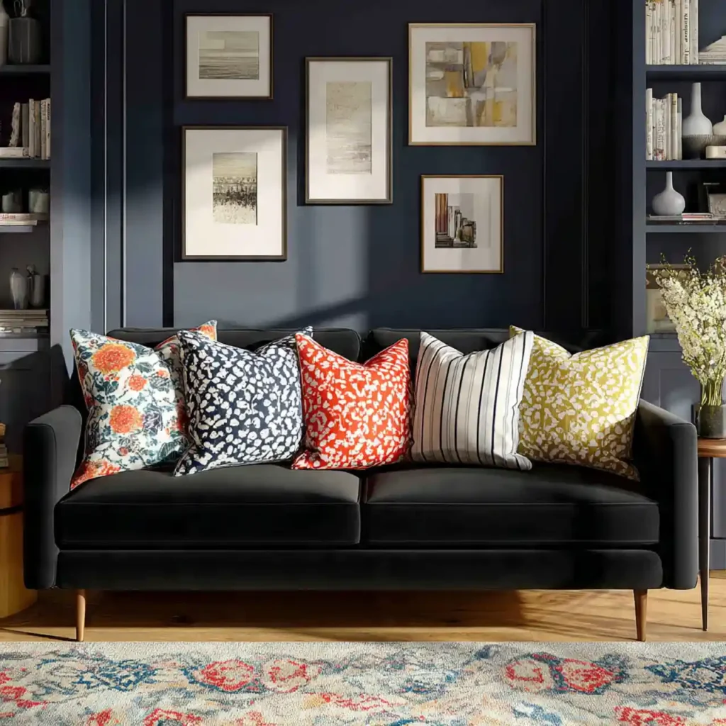 31-Black Sofa Living Room Idea