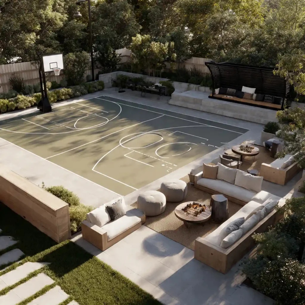 32-Backyard Basketball Court Idea