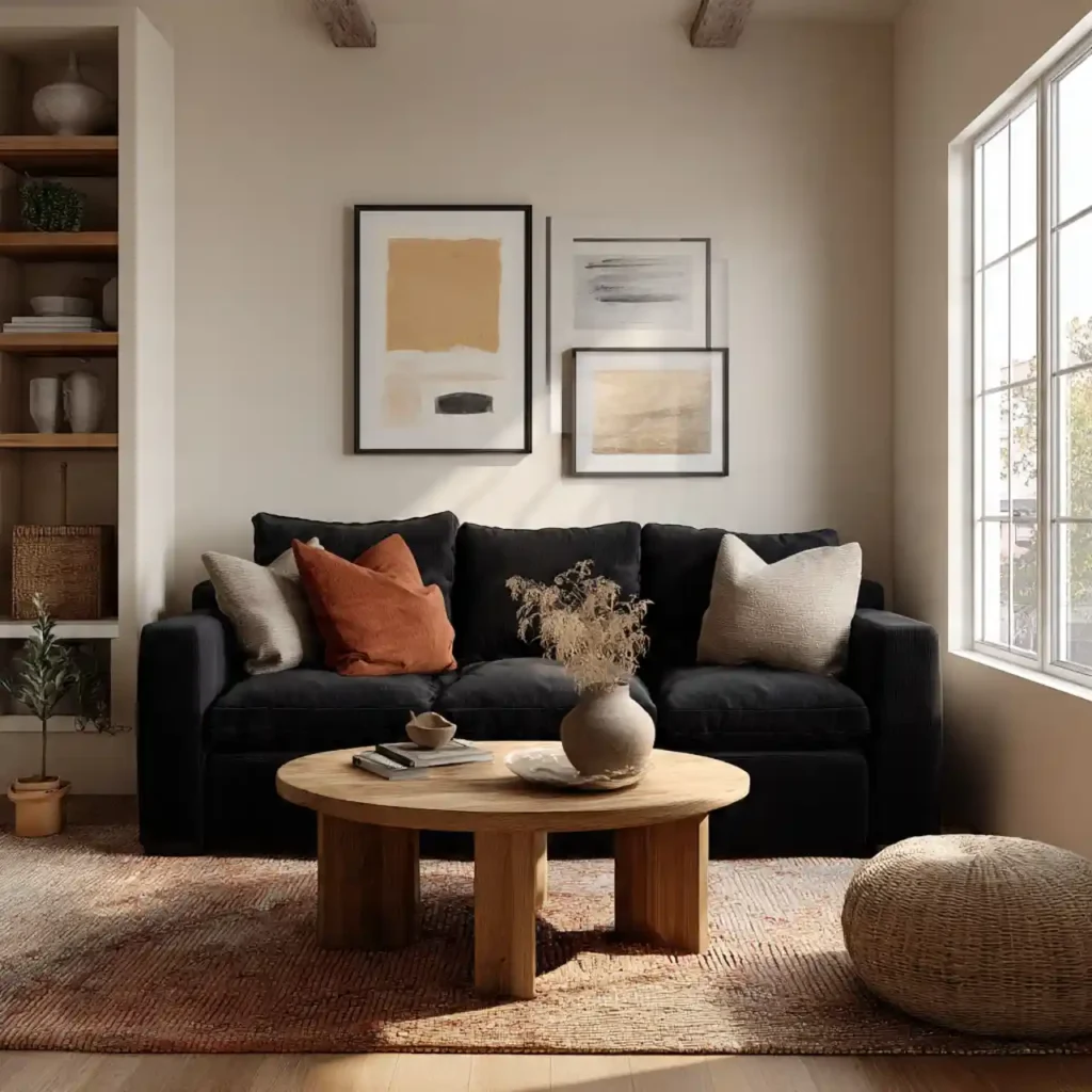 32-Black Sofa Living Room Idea