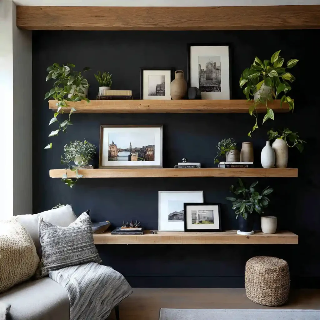 4-black accent wall living room idea