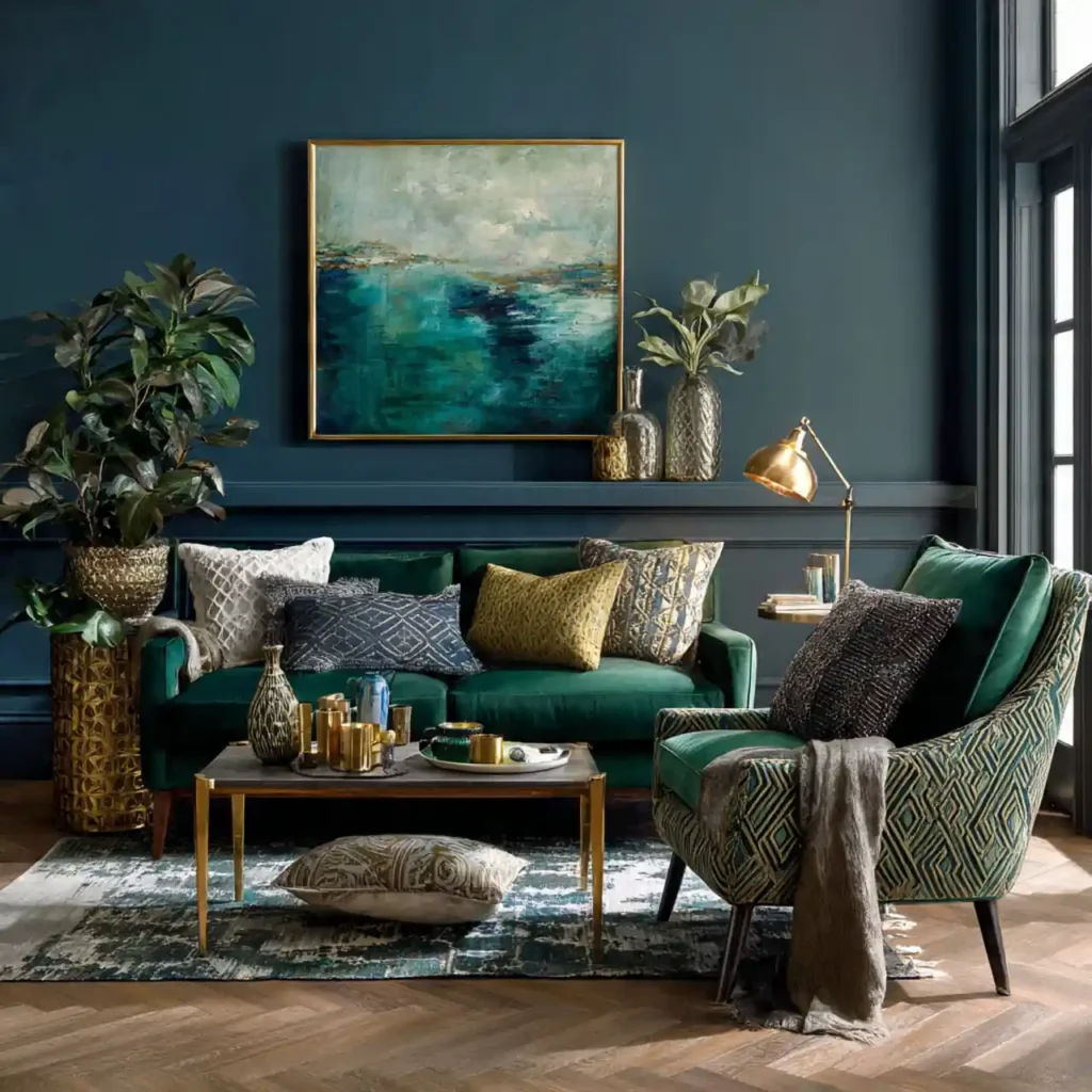5-Blue and Green Living Room Idea