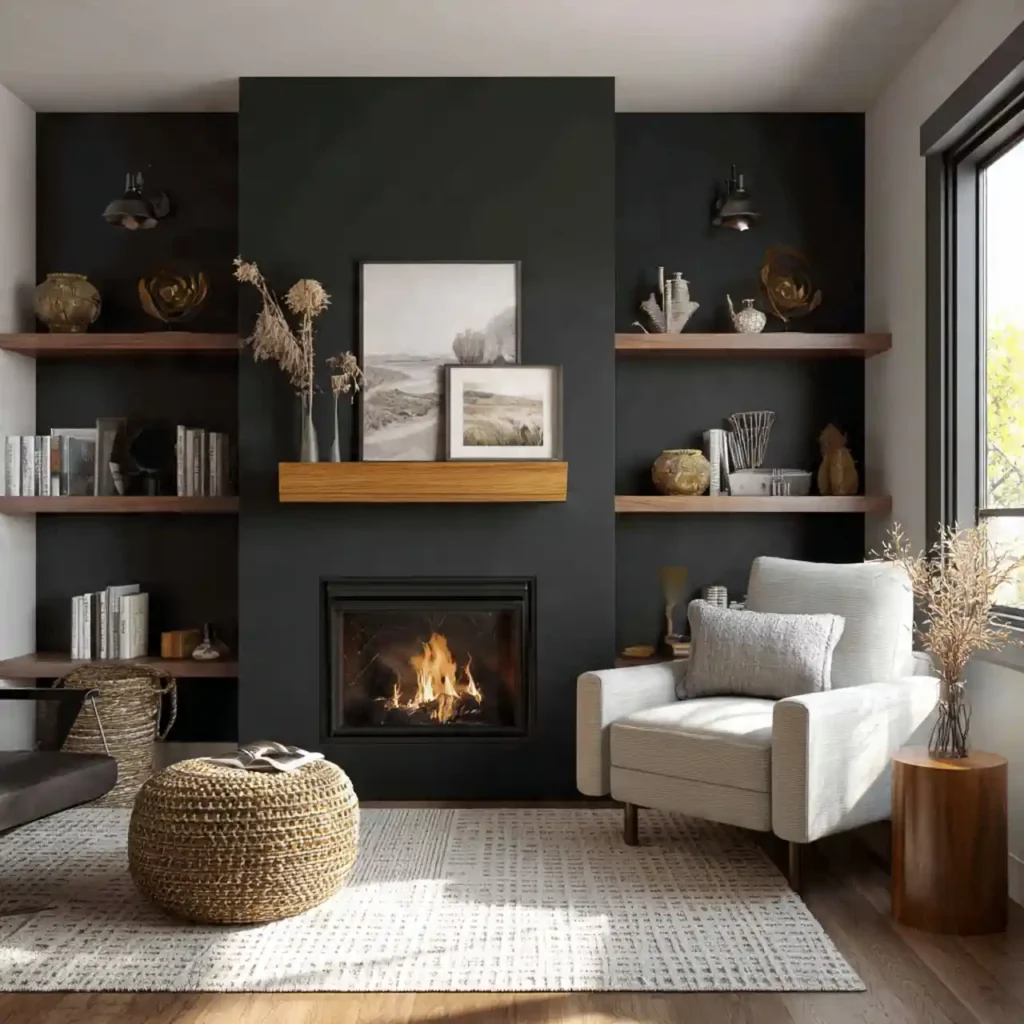 6-black accent wall living room idea