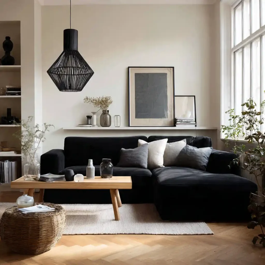 7-Black Sofa Living Room Idea