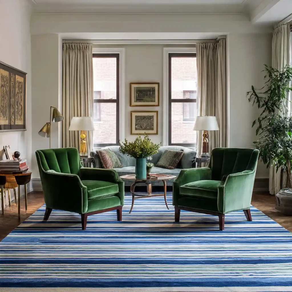 8-Blue and Green Living Room Idea