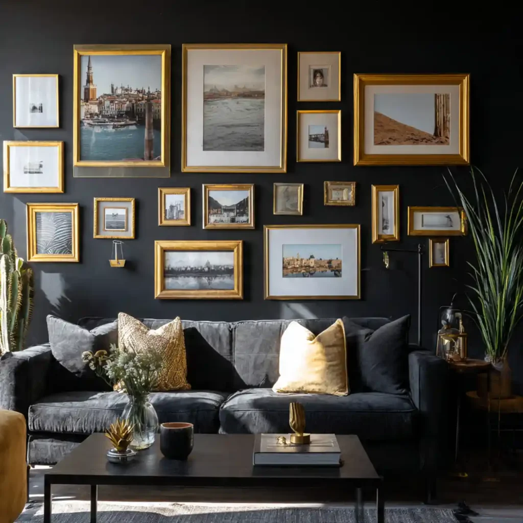 8-black accent wall living room idea