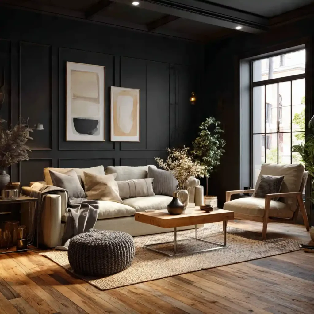 9-Black Living Room Idea