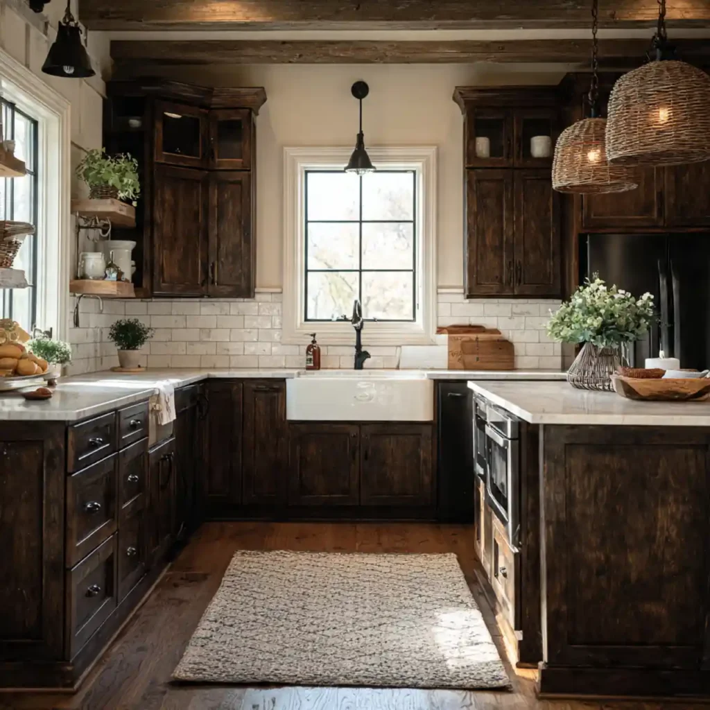 12-Dark Wood Kitchen Cabinet