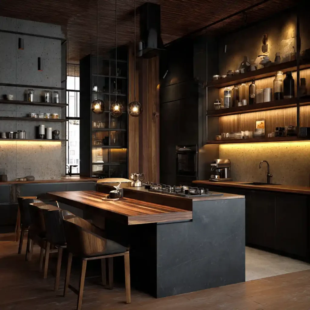 16-Dark Moody Kitchen Idea