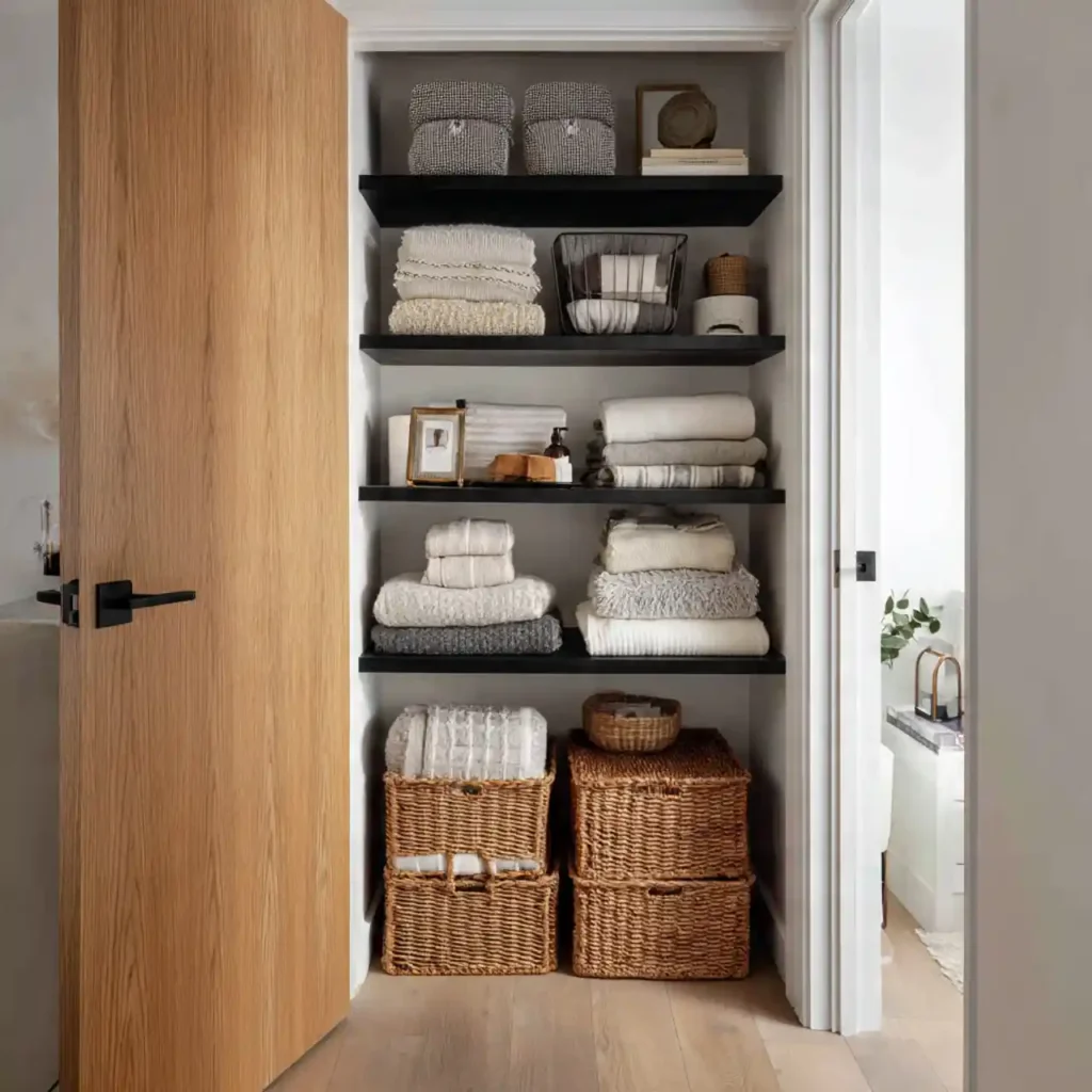17-Hallway Linen Closet Organization Idea