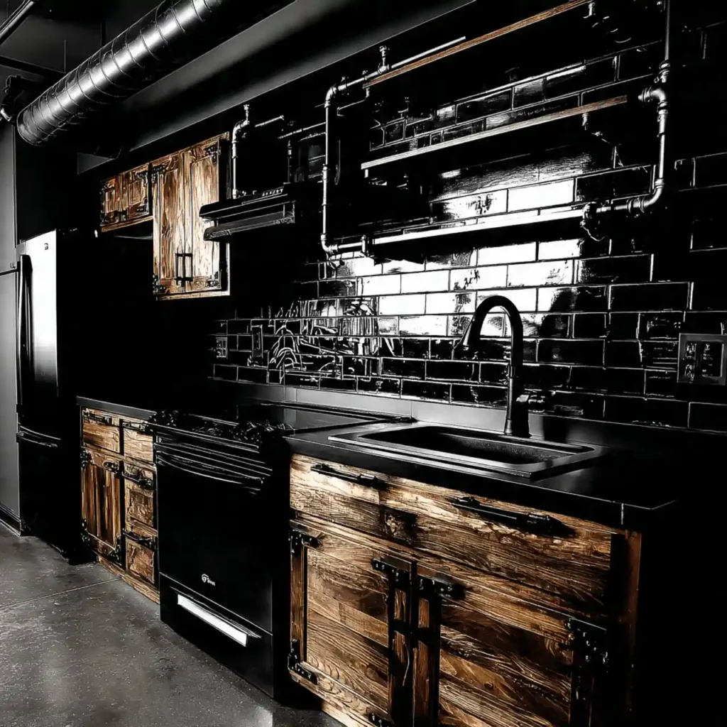 22-Dark Kitchen Idea