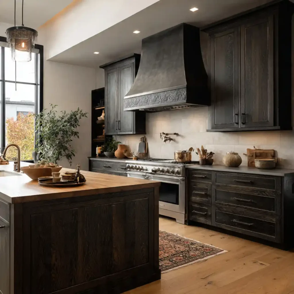 23-Dark Wood Kitchen Cabinet