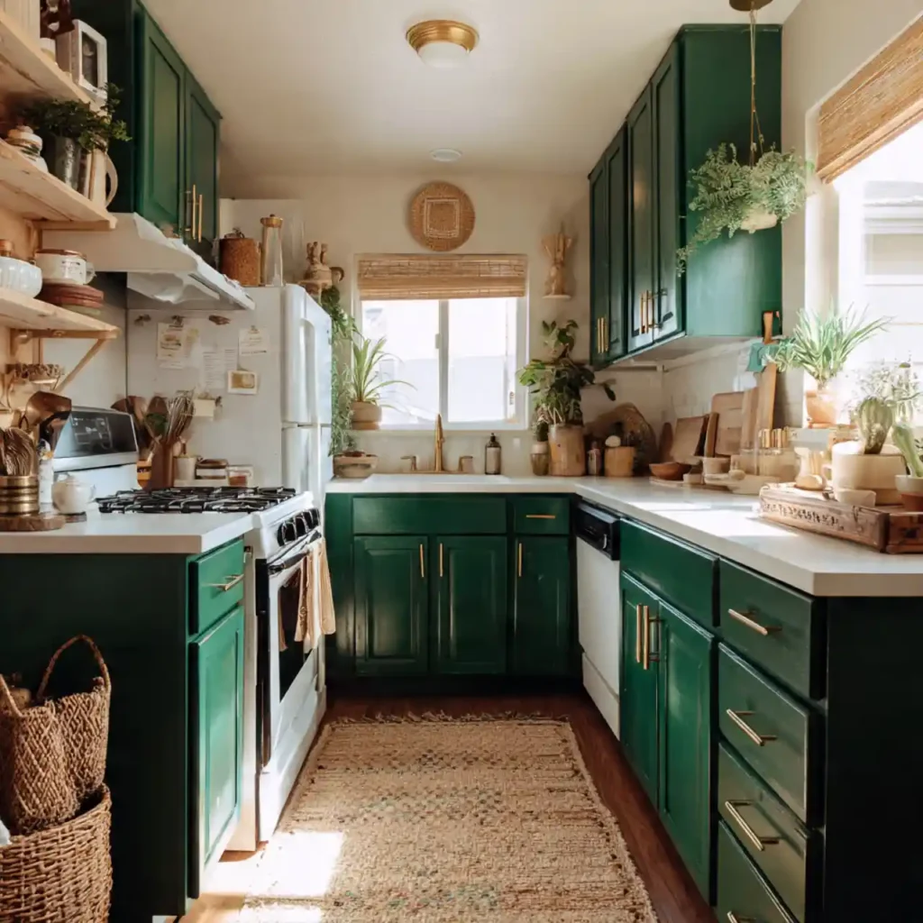 24-Emerald Green Kitchen Idea
