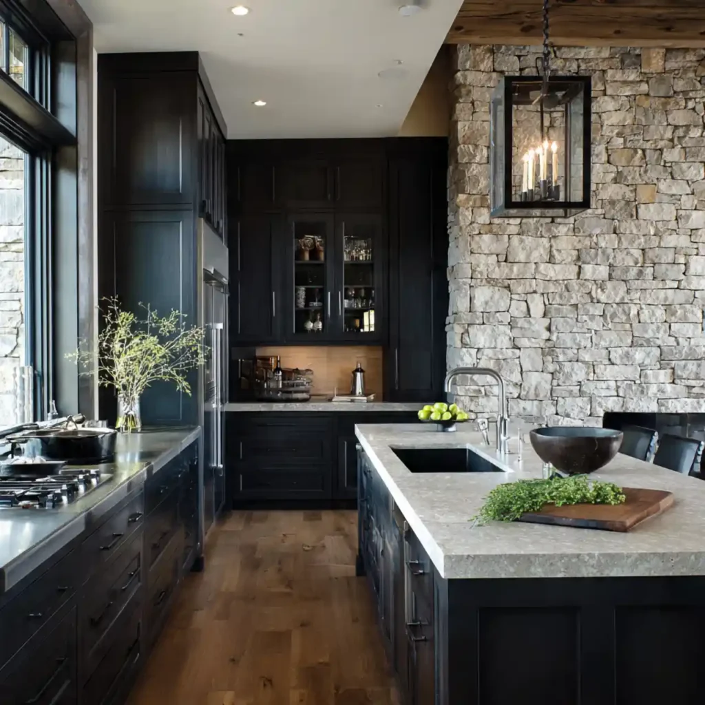 26-Dark Kitchen Idea